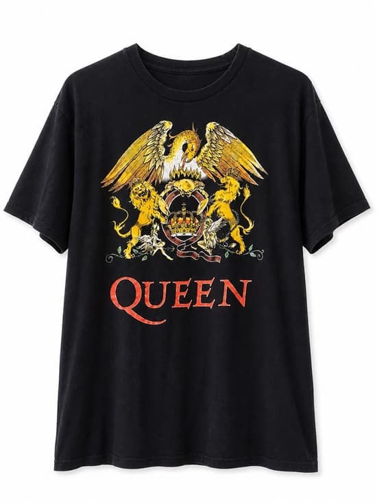 Queen Band Graphic T Shirt XL Black Classic Crest Logo Rock Tee - Thumbnail 7
