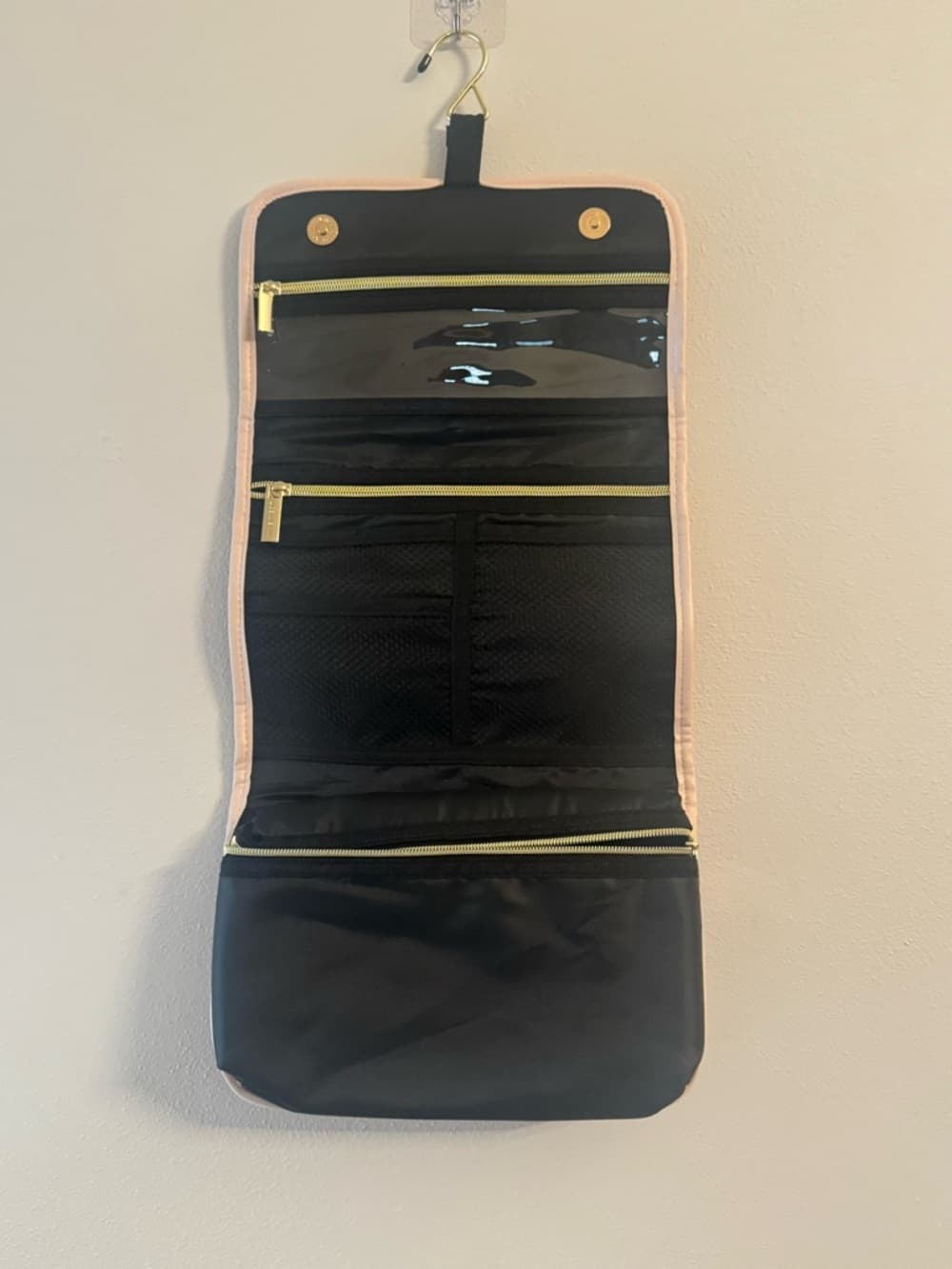 Nine West Floral Hanging Travel Organizer Makeup Toiletry Bag Roll Up - Thumbnail 2