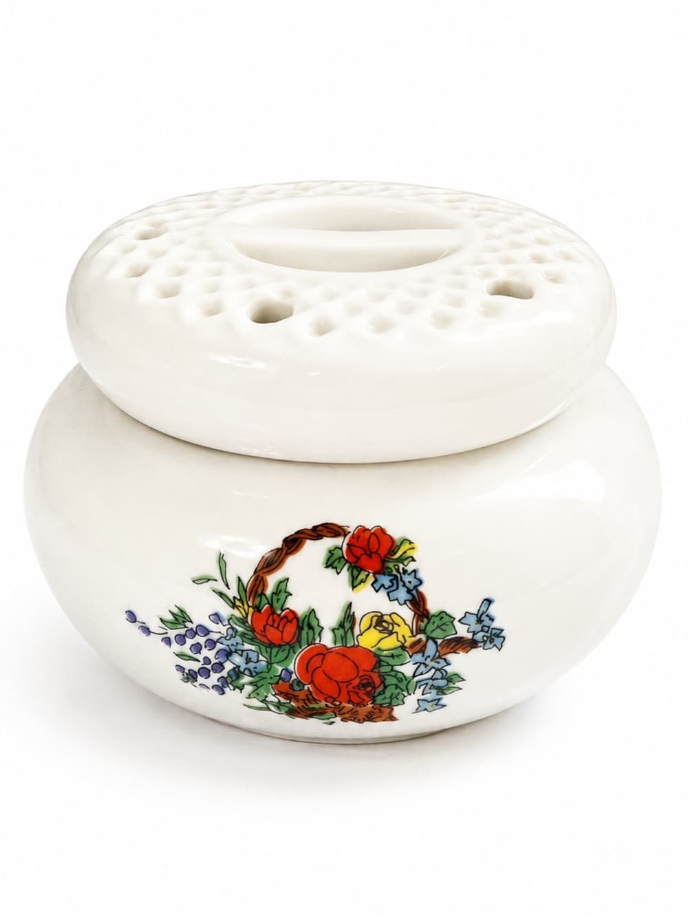Vintage Floral Ceramic Potpourri Jar With Lid - Thumbnail 6
