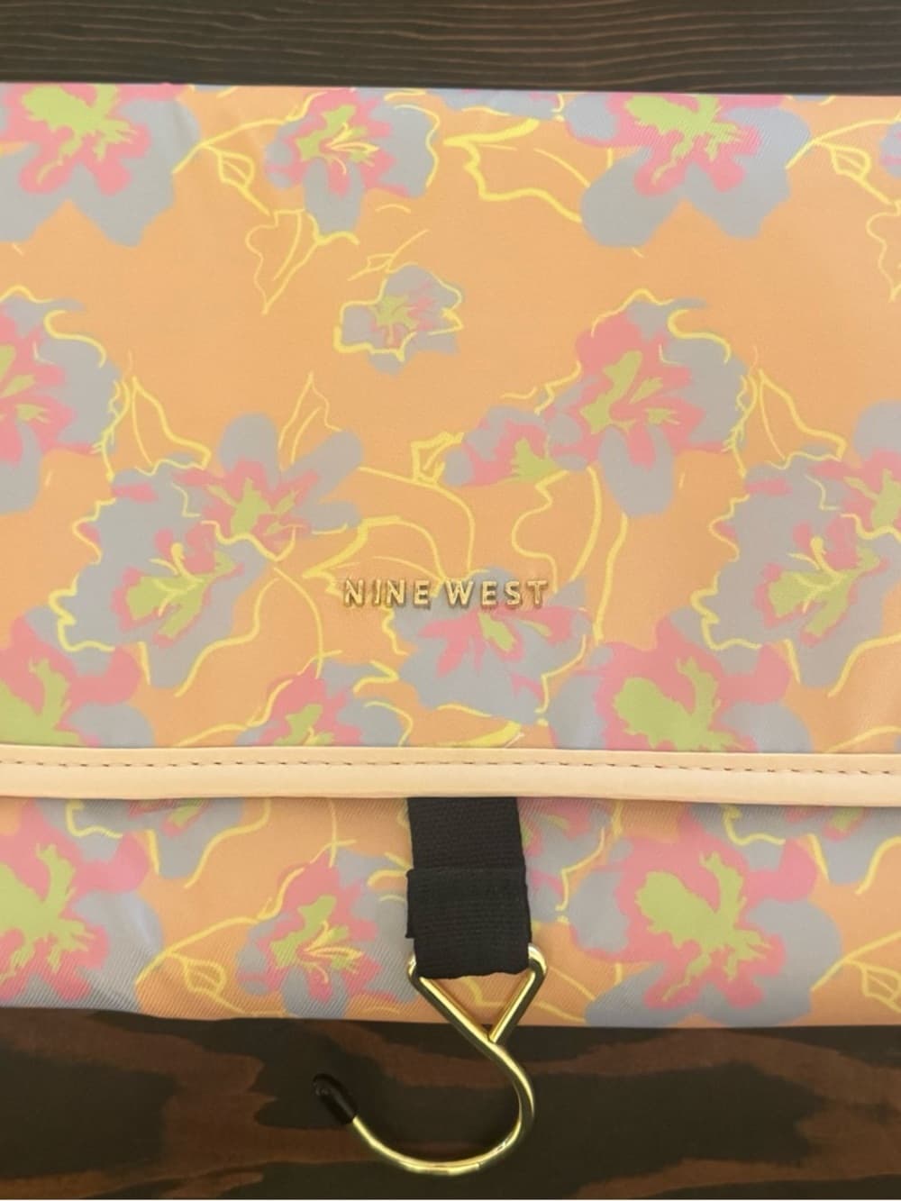 Nine West Floral Hanging Travel Organizer Makeup Toiletry Bag Roll Up