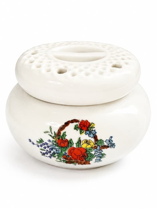 Vintage Floral Ceramic Potpourri Jar With Lid - Thumbnail 7