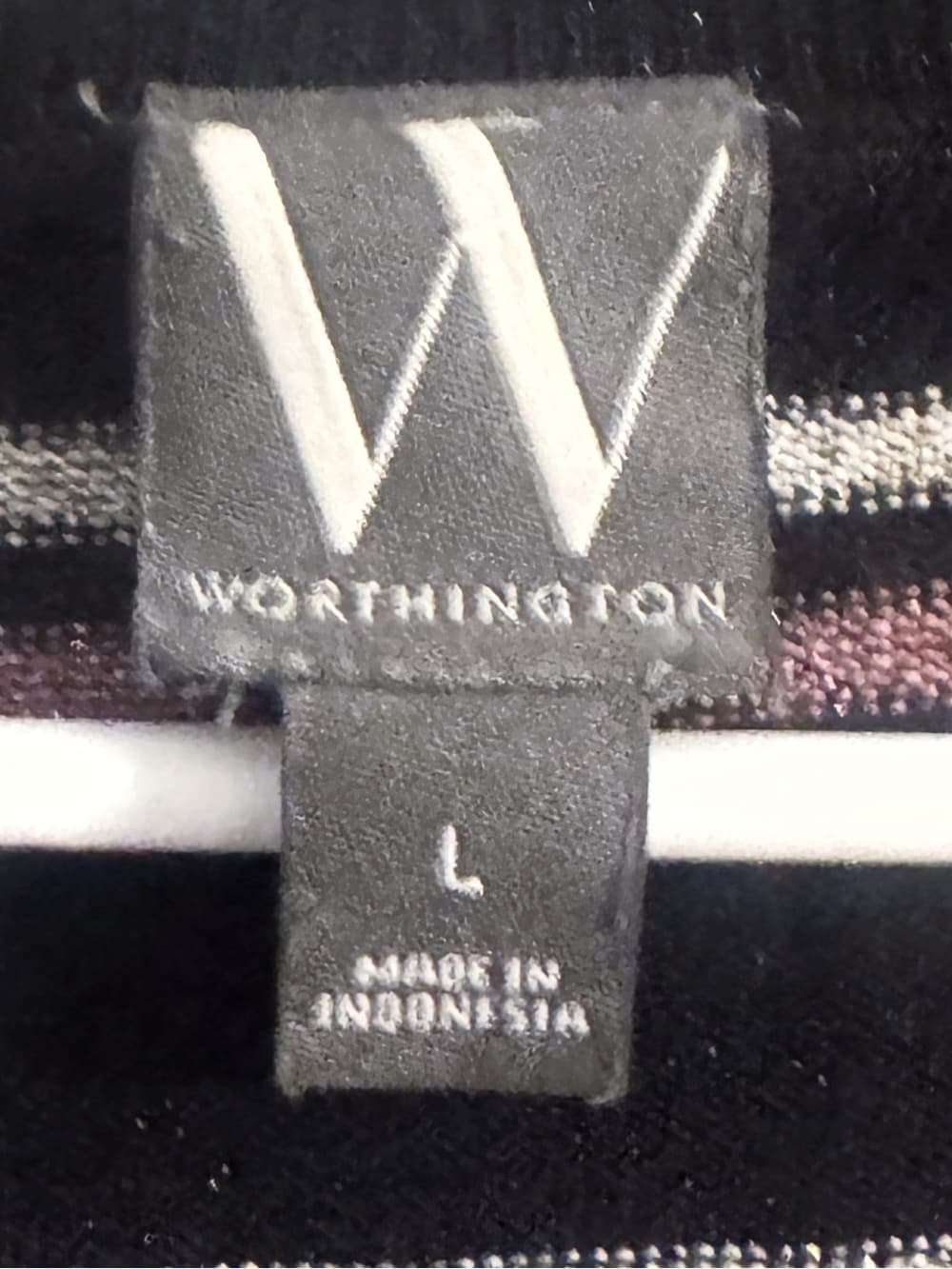 Worthington Women's Black Pink Metallic Striped V-Neck Knit Sweater Size Large - Thumbnail 4