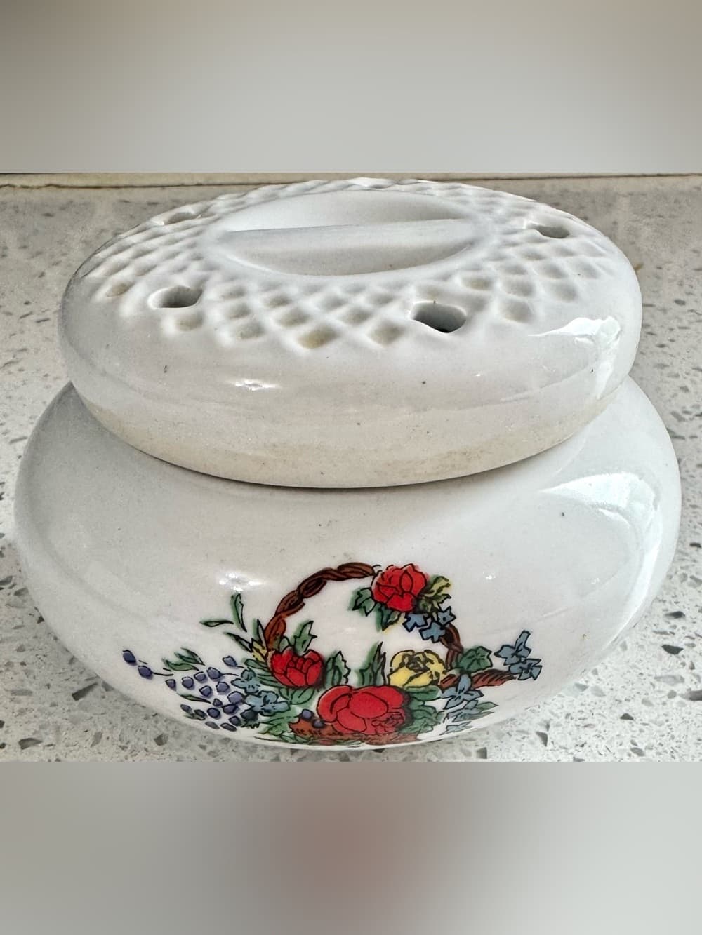 Vintage Floral Ceramic Potpourri Jar With Lid
