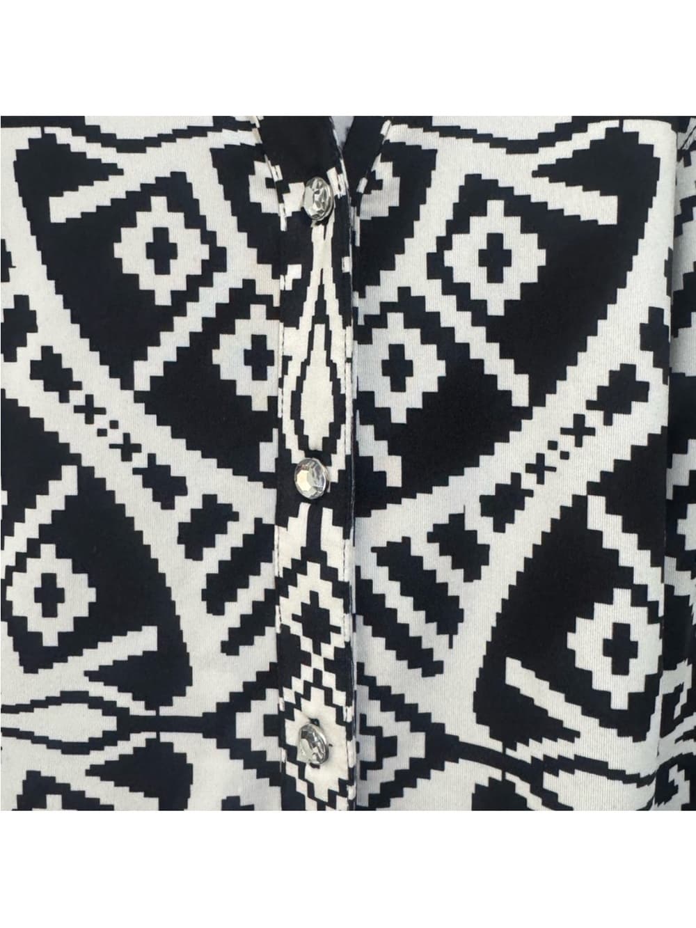 INC Black White Geo Print Button Front Shirt Dress L - Thumbnail 3