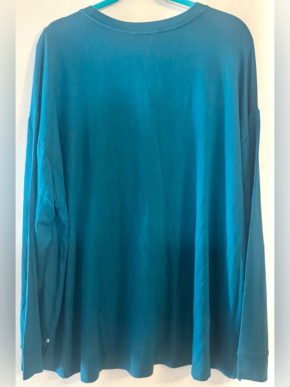 Liz Claiborne Teal Plus Size Long Sleeve Blouse 2X Side Slit Flowy - Thumbnail 2