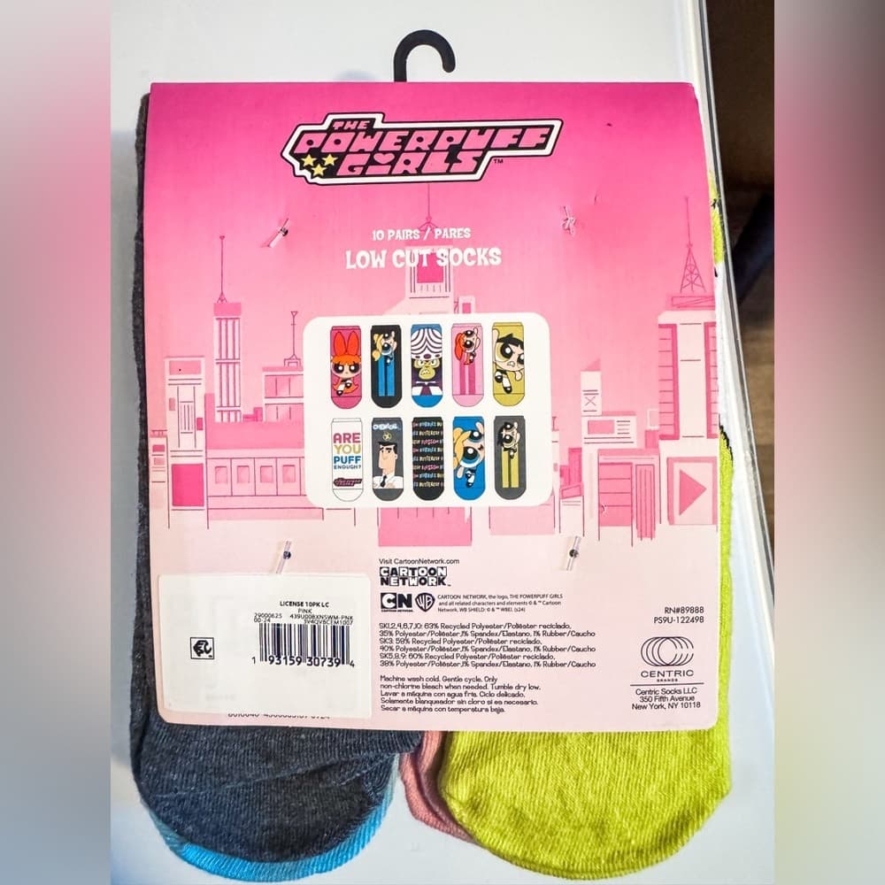 Powerpuff Girls 10 Pair Low Cut Socks Cartoon Network Blossom Bubbles Buttercup - Thumbnail 2