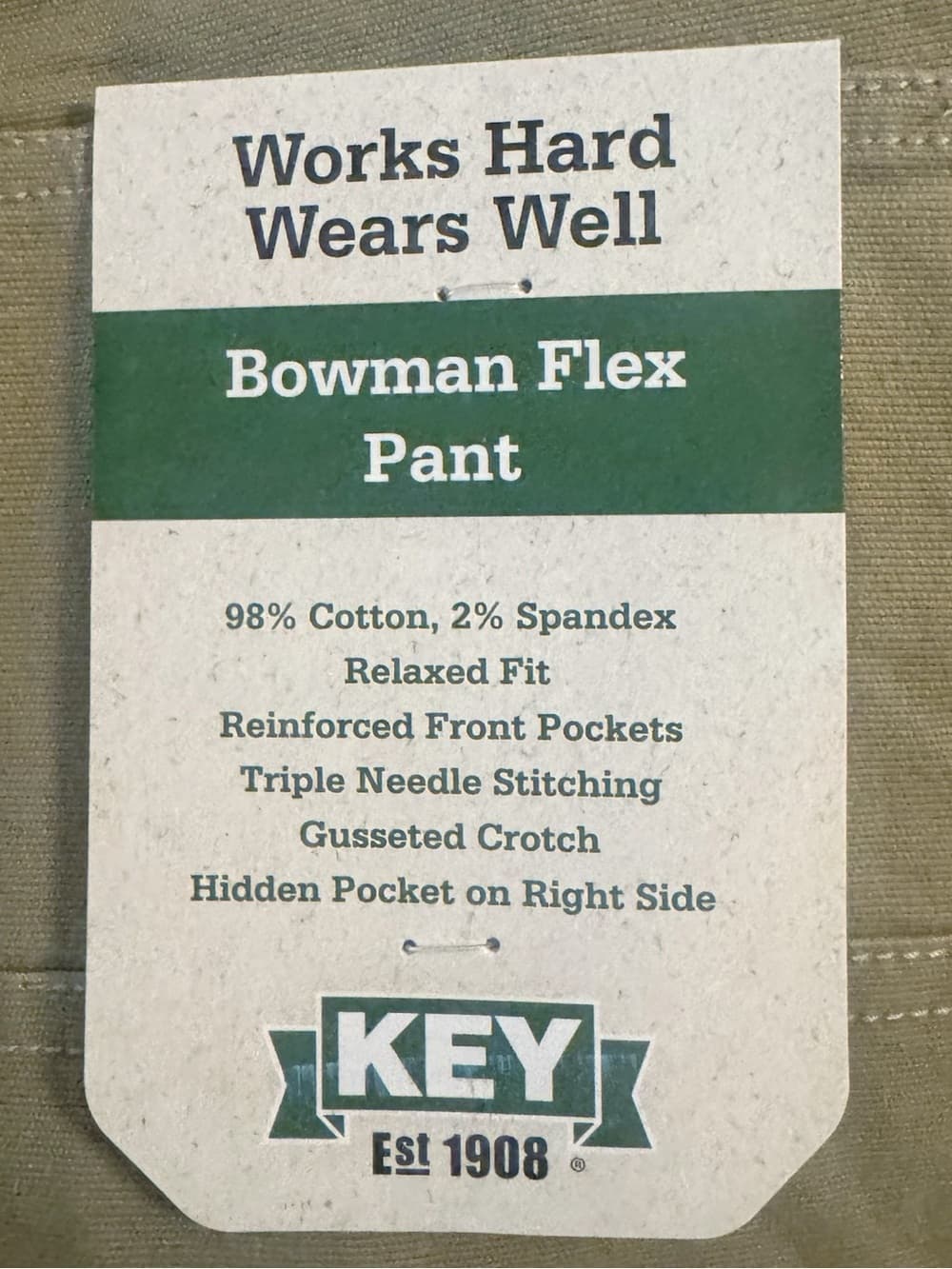 KEY Bowman Flex Work Pants 46x32 Relaxed Fit Khaki Stretch Utility - Thumbnail 4