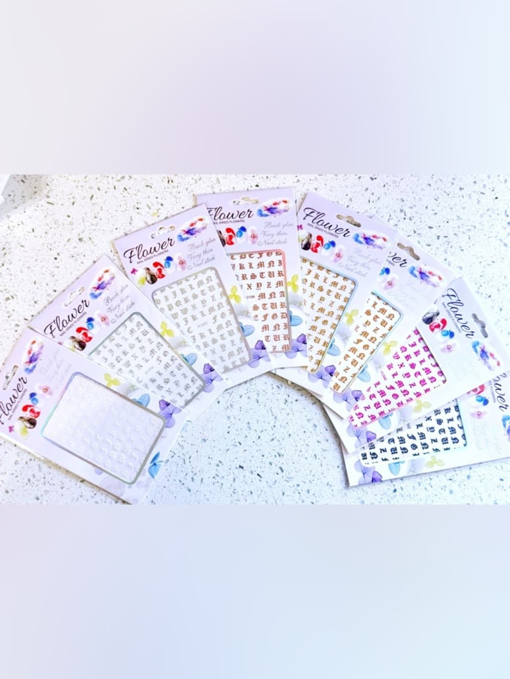 Nail Decal Sticker Set 8 Pack Floral Rhinestone Nail Art Stickers New - Thumbnail 9