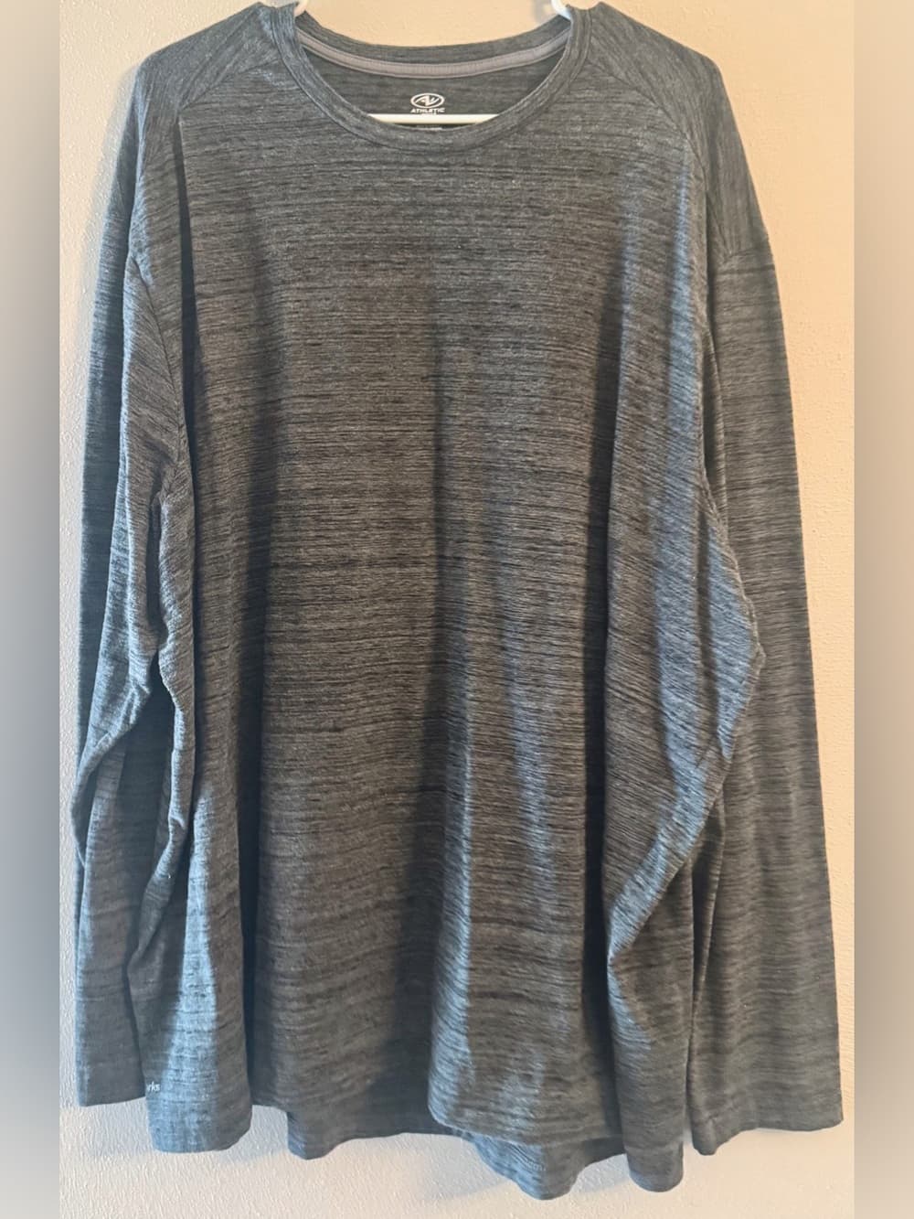 Athletic Works Men's Gray Space Dye Performance Long Sleeve Tee 3XL Big & Tall