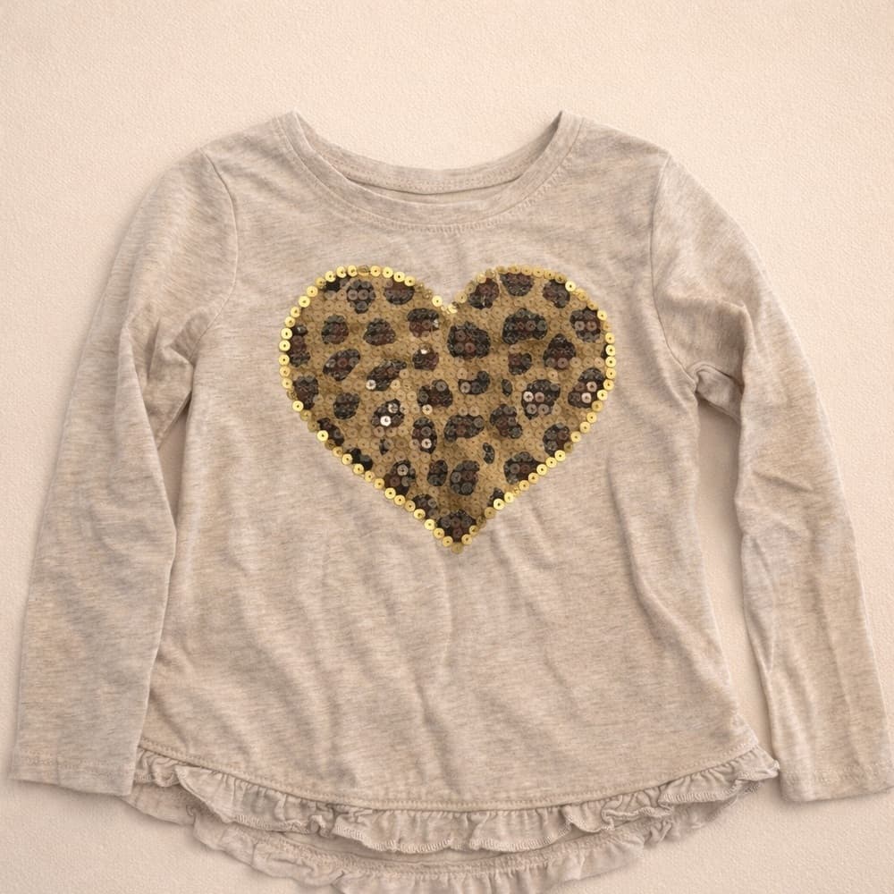 Girls Toddler 3T Long Sleeve Top Bundle Leopard Heart Unicorn Print Set of 3