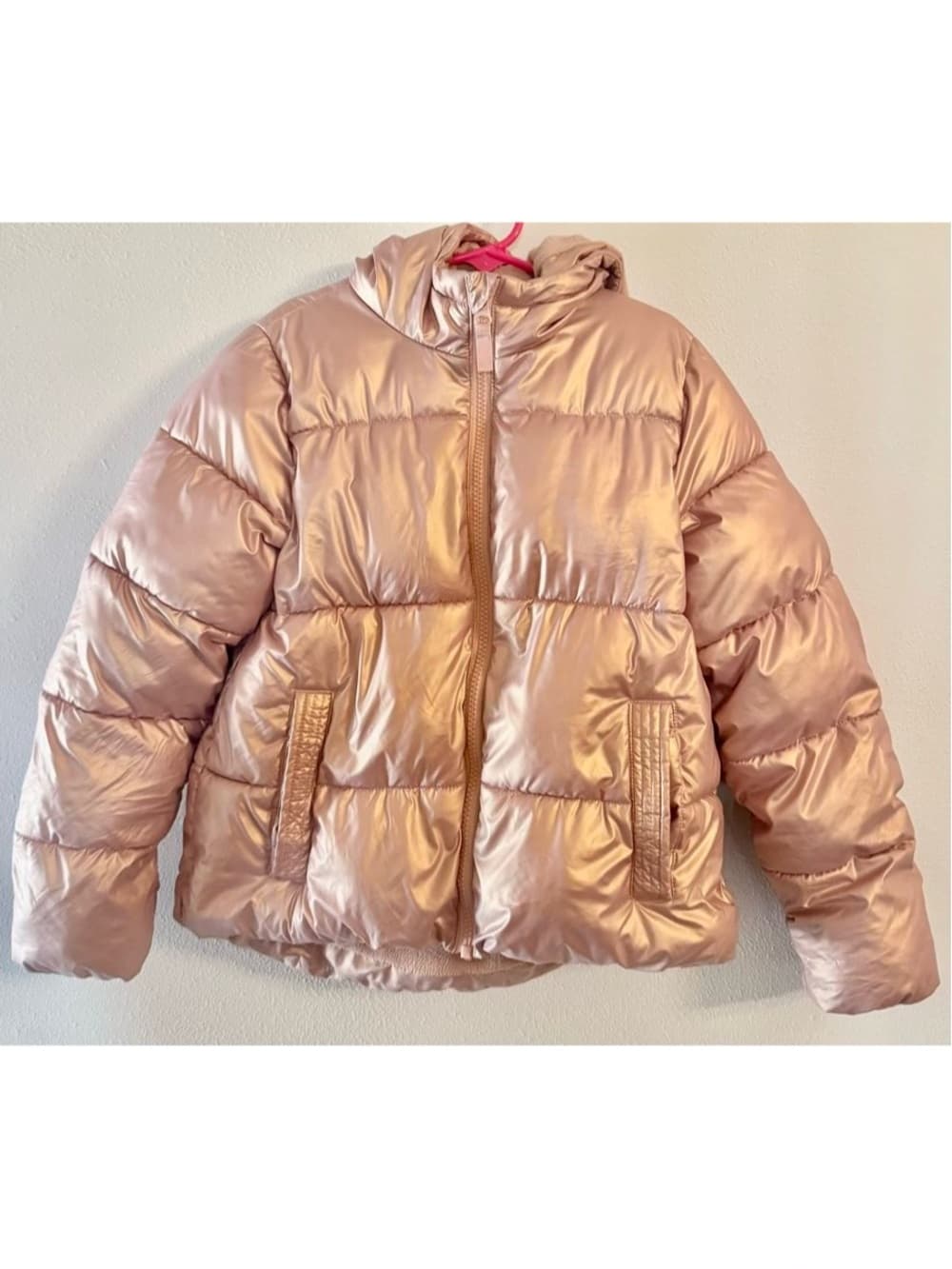 SwissTech Girls Rose Gold Metallic Puffer Jacket 7-8 Kids