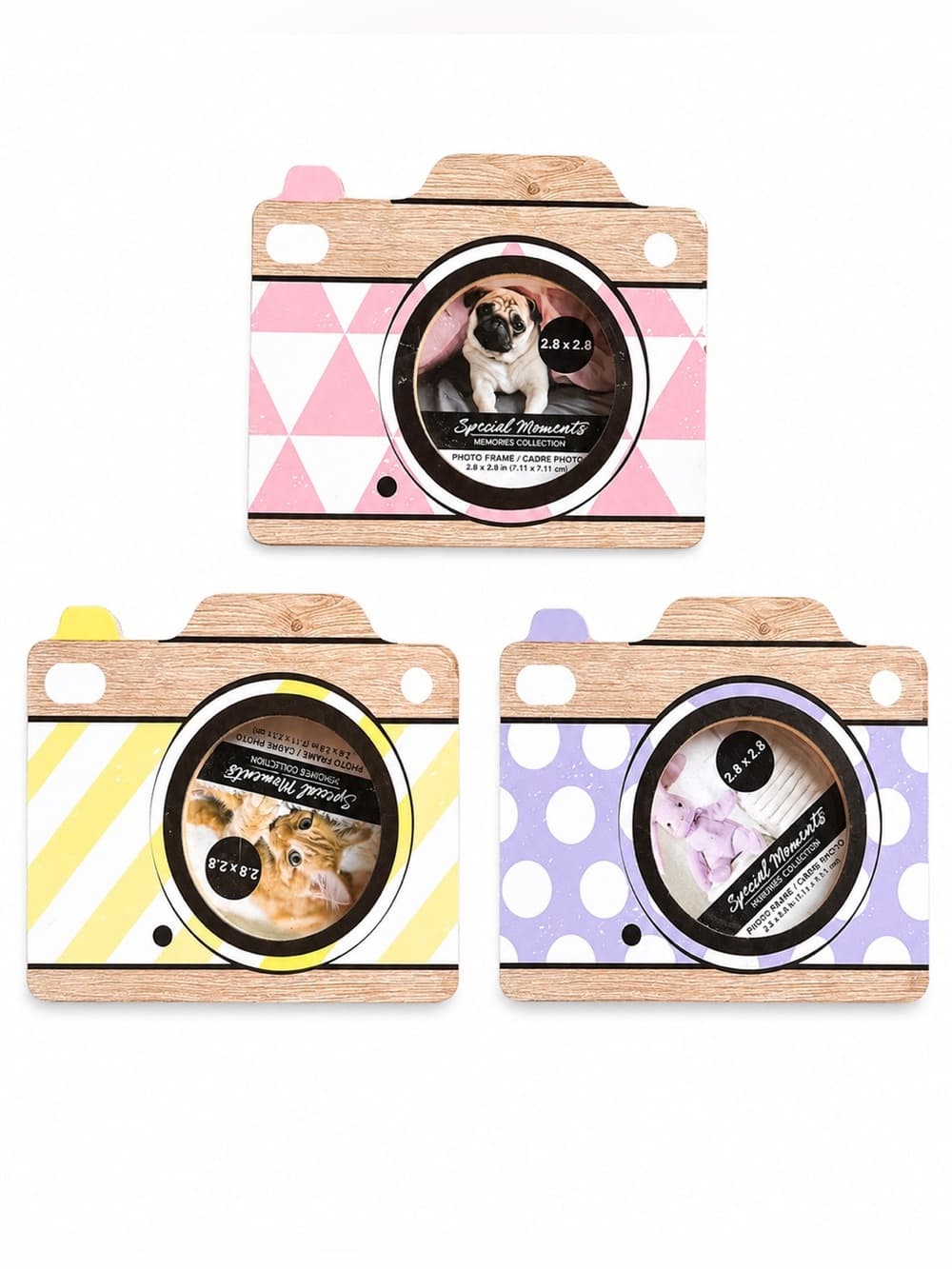 Set of 3 Camera Picture Frames Pastel Polka Dot Triangle NWT - Thumbnail 6
