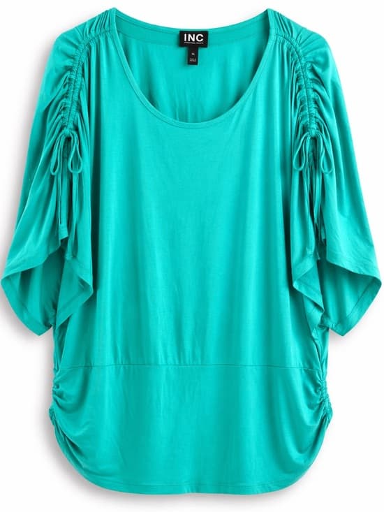 INC Teal Ruched Sleeve Blouse XL Dressy Casual - Thumbnail 7