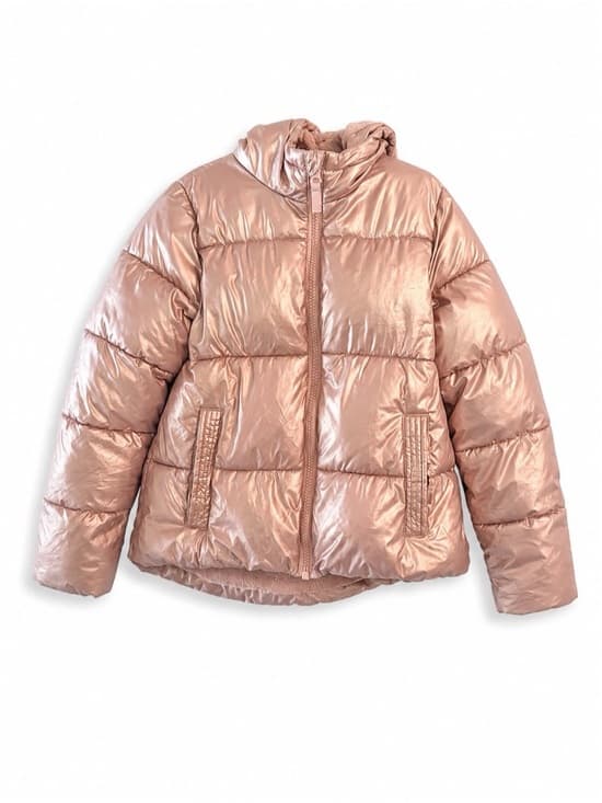 SwissTech Girls Rose Gold Metallic Puffer Jacket 7-8 Kids - Thumbnail 10
