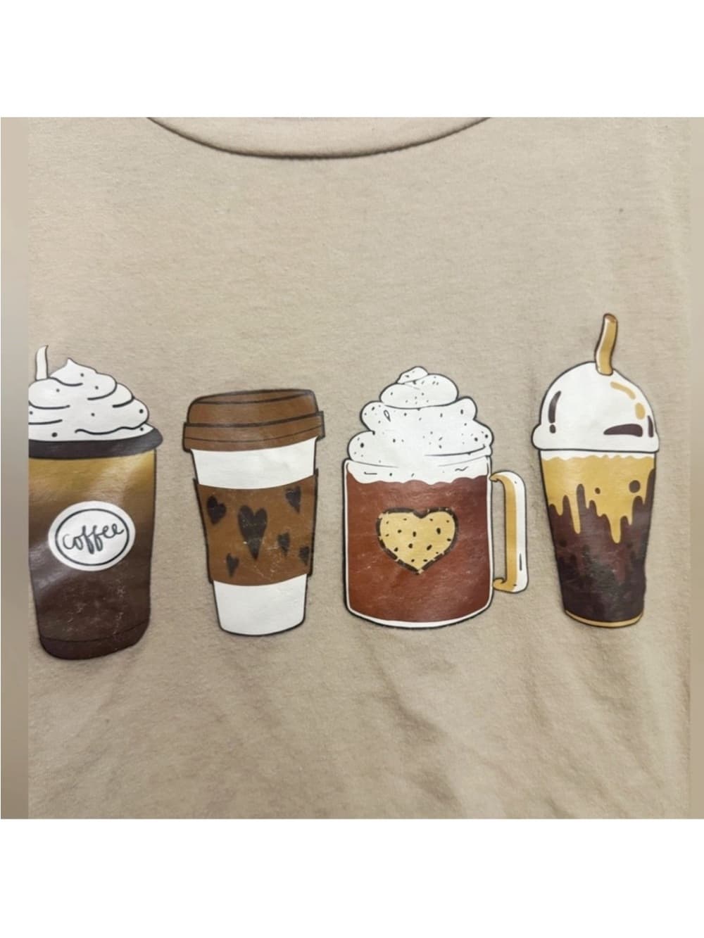 SHEIN Tan Coffee Graphic Short Sleeve Tee M - Thumbnail 3