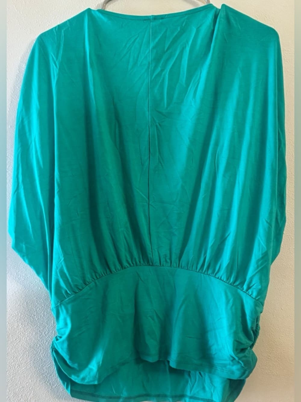 INC Teal Ruched Sleeve Blouse XL Dressy Casual - Thumbnail 2