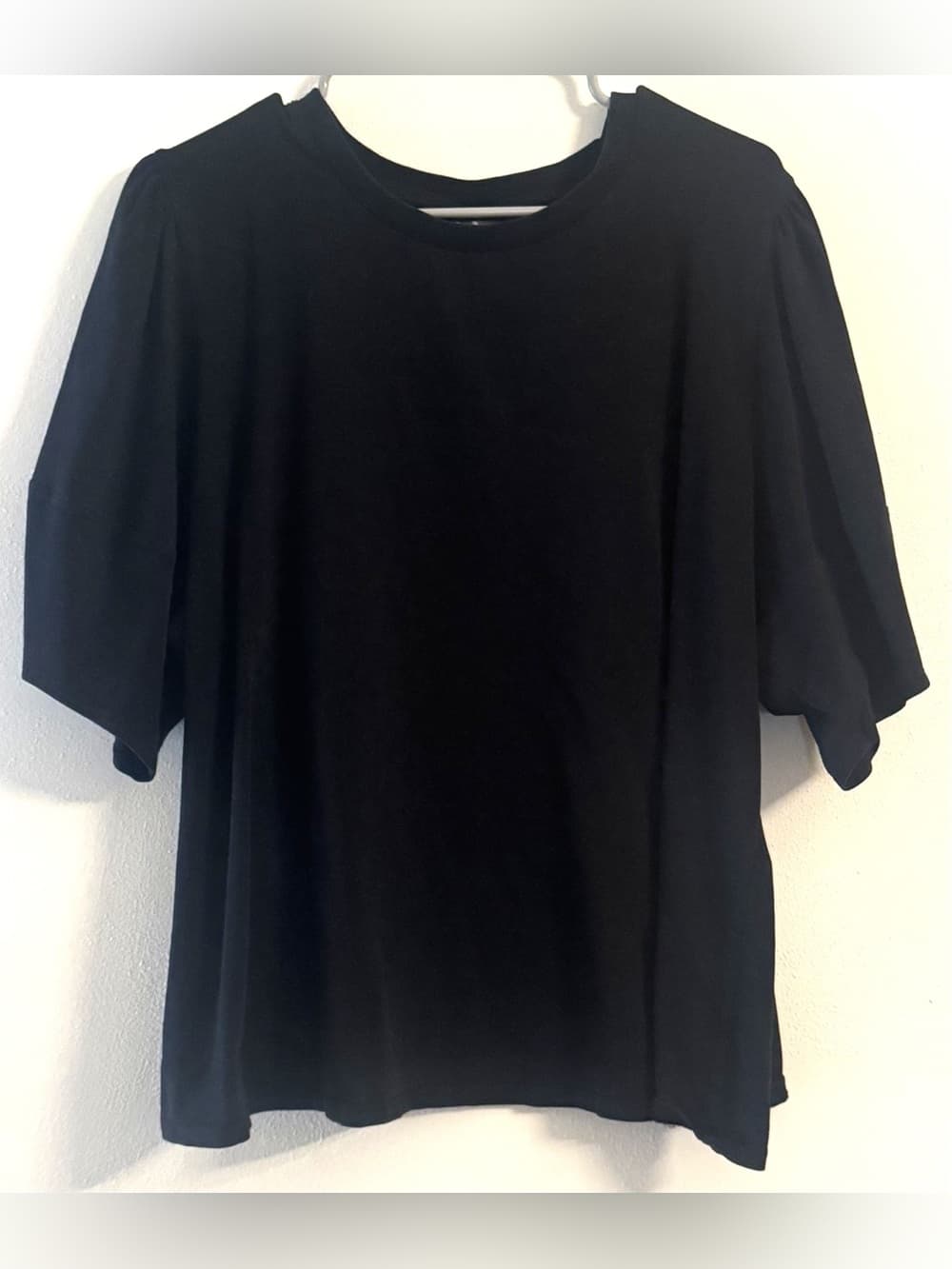 Worthington Women's Black Cotton Blend Short Sleeve Tee Relaxed Fit Plus Size 2X