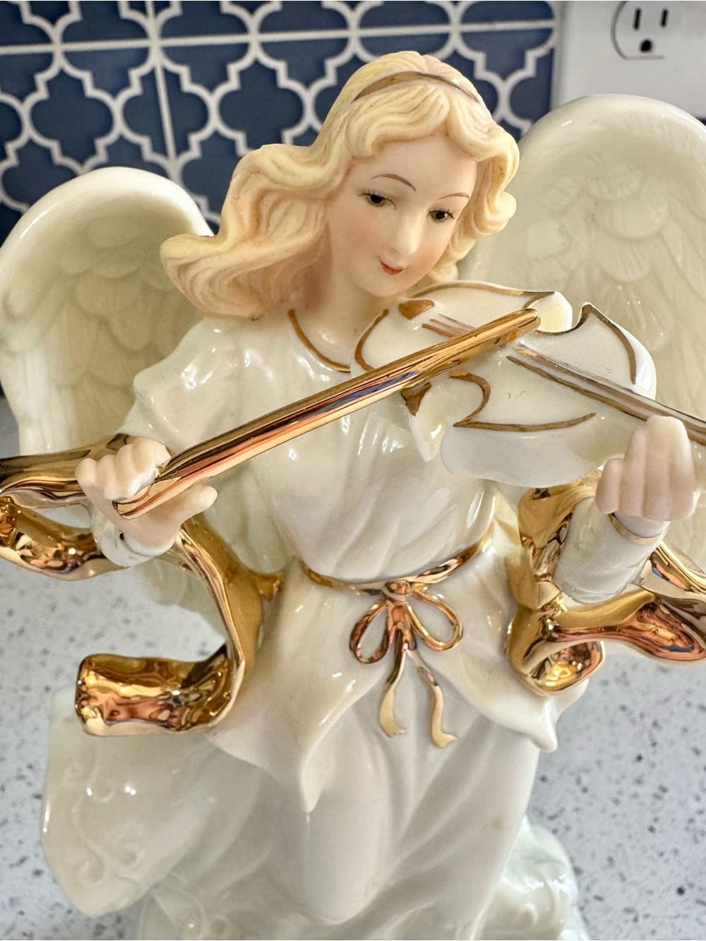 Sankyo Angel Violin Music Box Figurine 9.5 Inch - Thumbnail 2