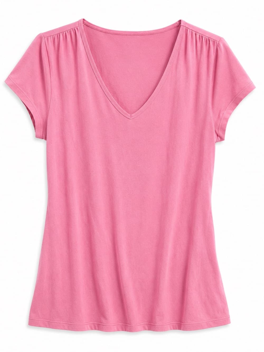 Merona Pink V-Neck Short Sleeve Tee M Casual Basic - Thumbnail 6