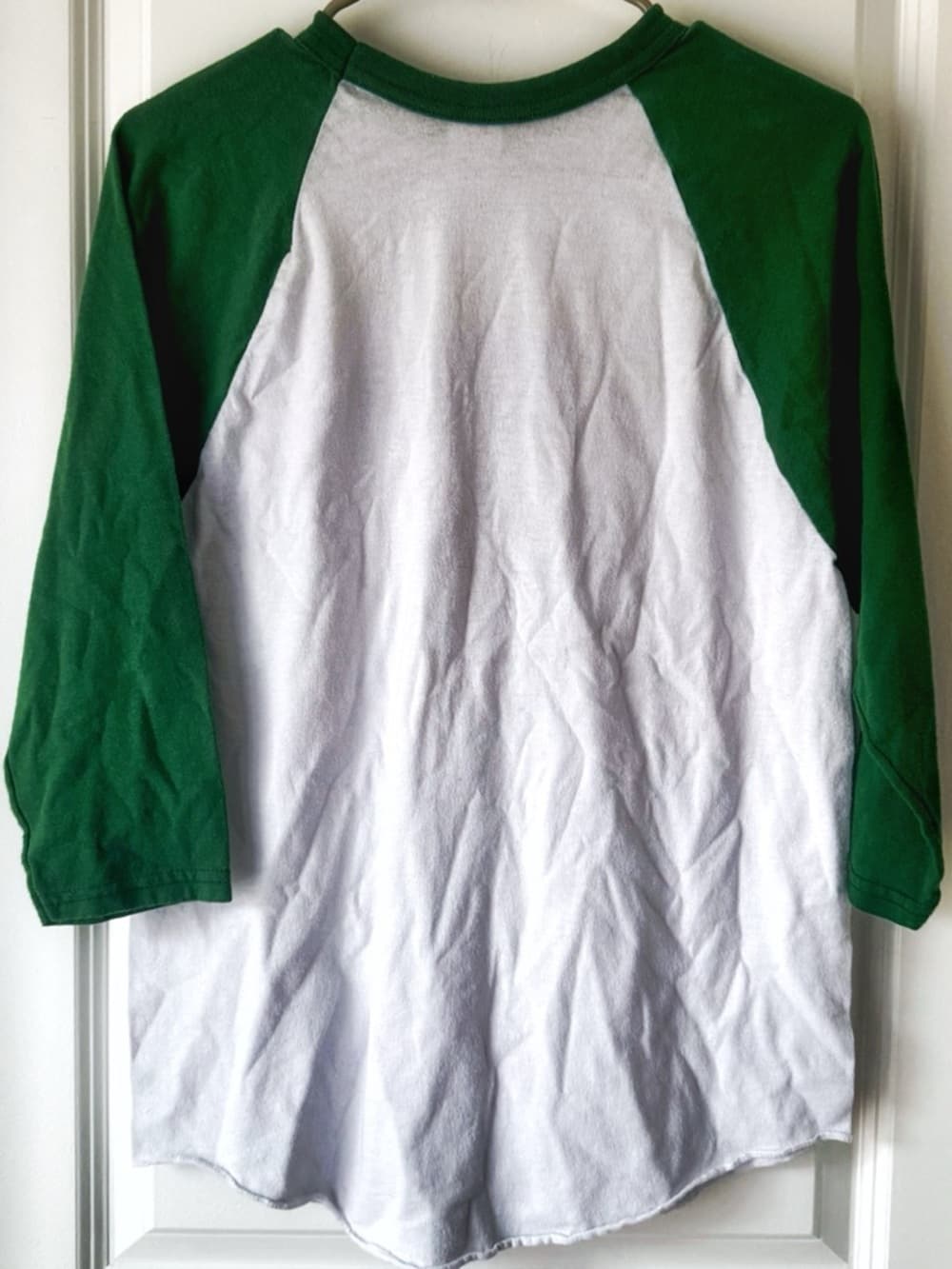 Augusta Sportswear Green White Raglan Baseball Tee M 3/4 Sleeve Graphic - Thumbnail 2