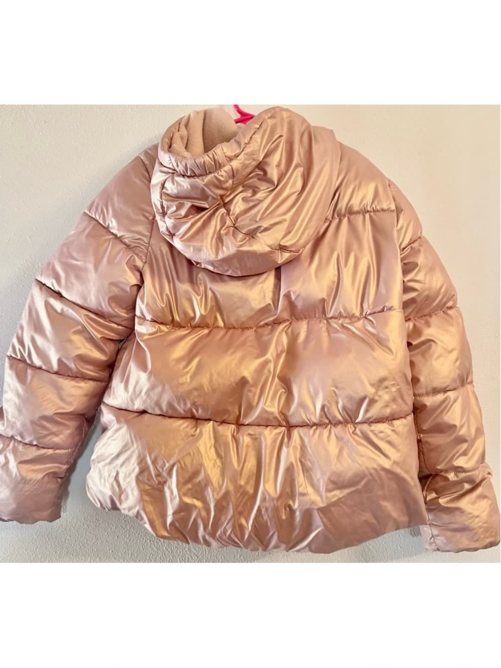 SwissTech Girls Rose Gold Metallic Puffer Jacket 7-8 Kids - Thumbnail 2