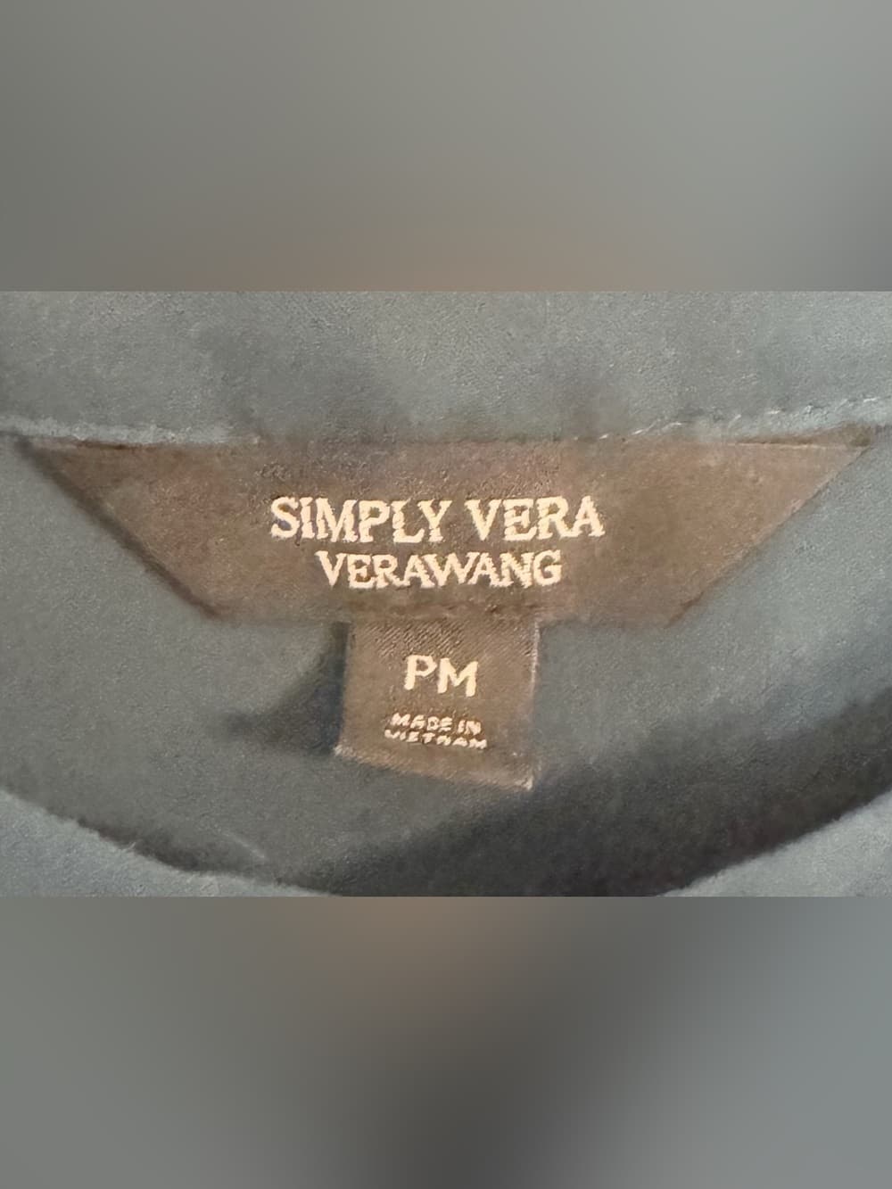 Simply Vera Wang Teal Short Sleeve Blouse MP Petite Chest Pocket - Thumbnail 5