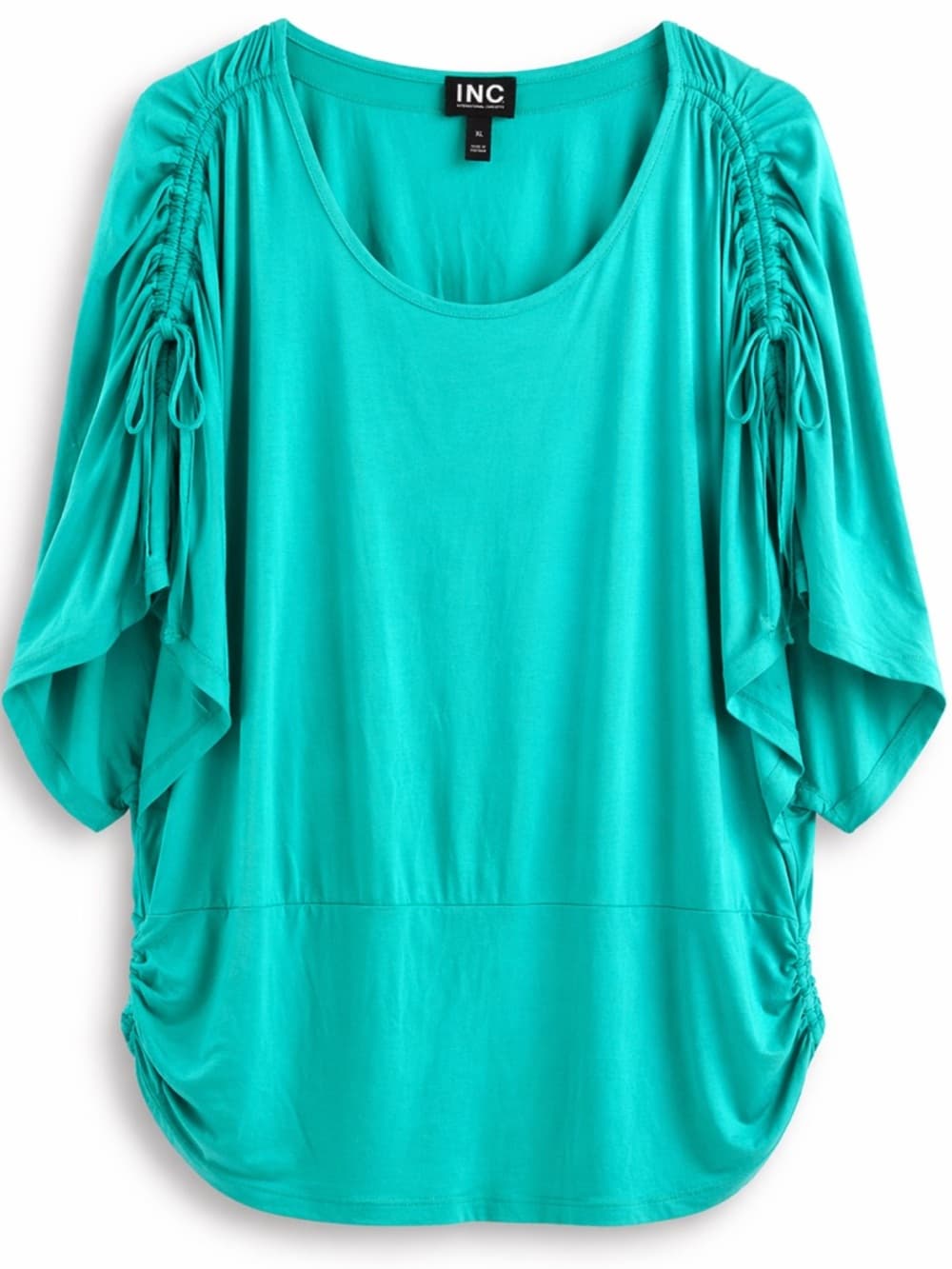 INC Teal Ruched Sleeve Blouse XL Dressy Casual - Thumbnail 6