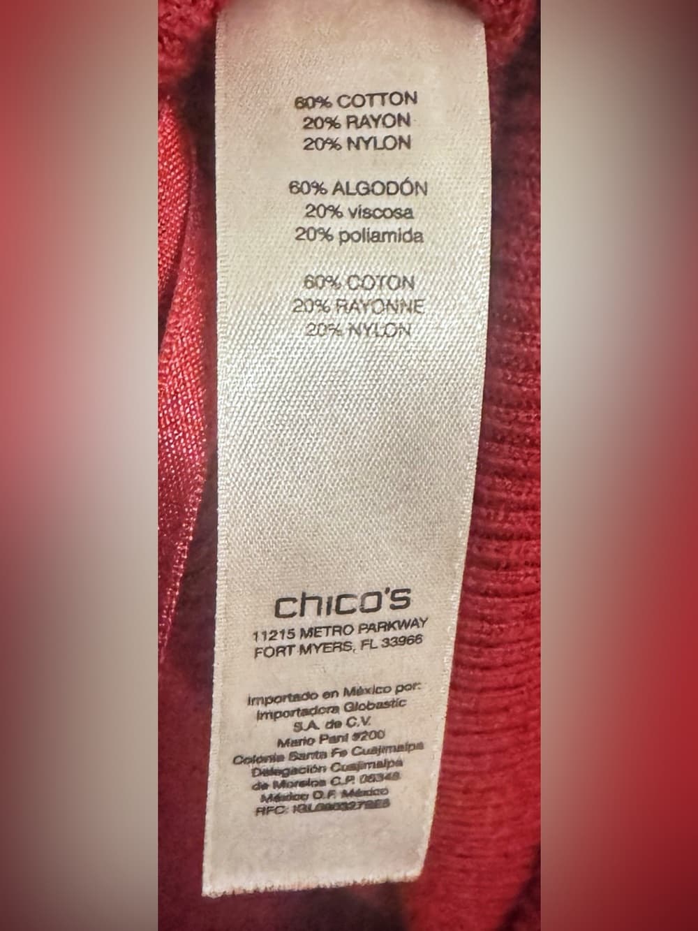 Chico's Red Ribbed Mock Neck Sleeveless Tunic Top XXL Plus Size - Thumbnail 5