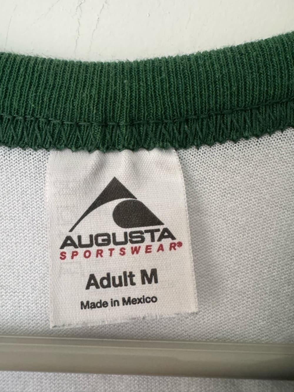 Augusta Sportswear Green White Raglan Baseball Tee M 3/4 Sleeve Graphic - Thumbnail 4