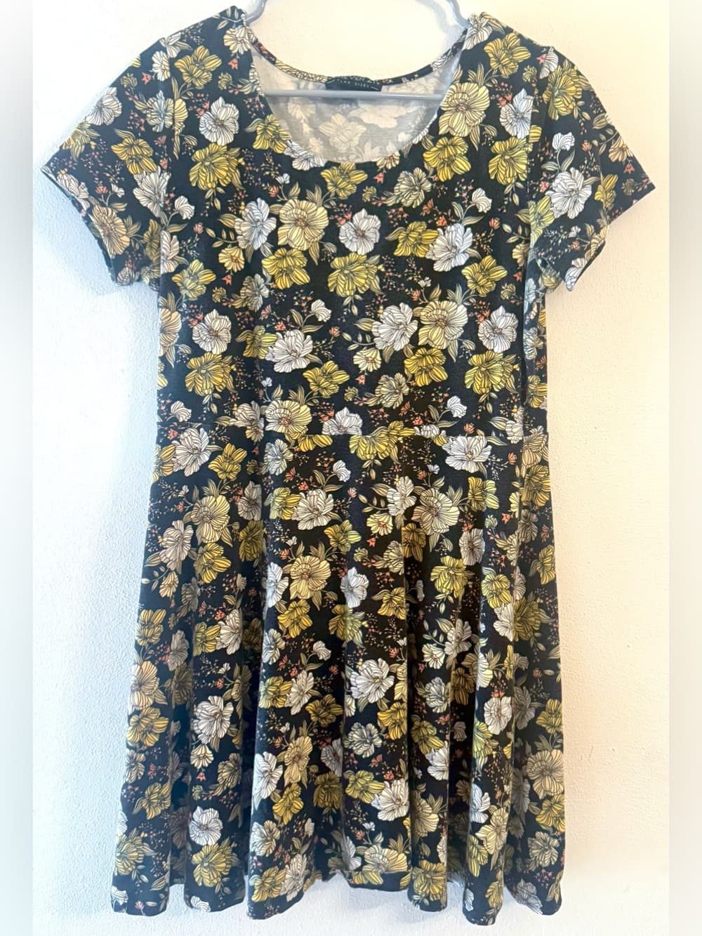 Forever 21 Women's Black Floral Skater Dress Short Sleeve Plus Size 1X