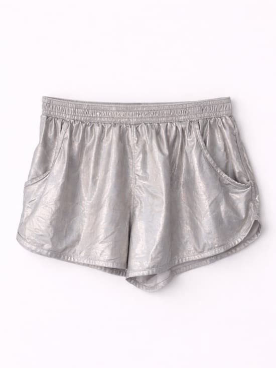 Arjen Kroos Metallic Silver High Waisted Running Shorts L Athletic Gym - Thumbnail 7