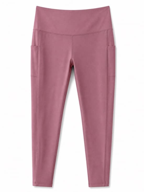 Fengbay Women's Pink Mauve High Waisted Pocket Leggings Stretch Activewear Large - Thumbnail 7