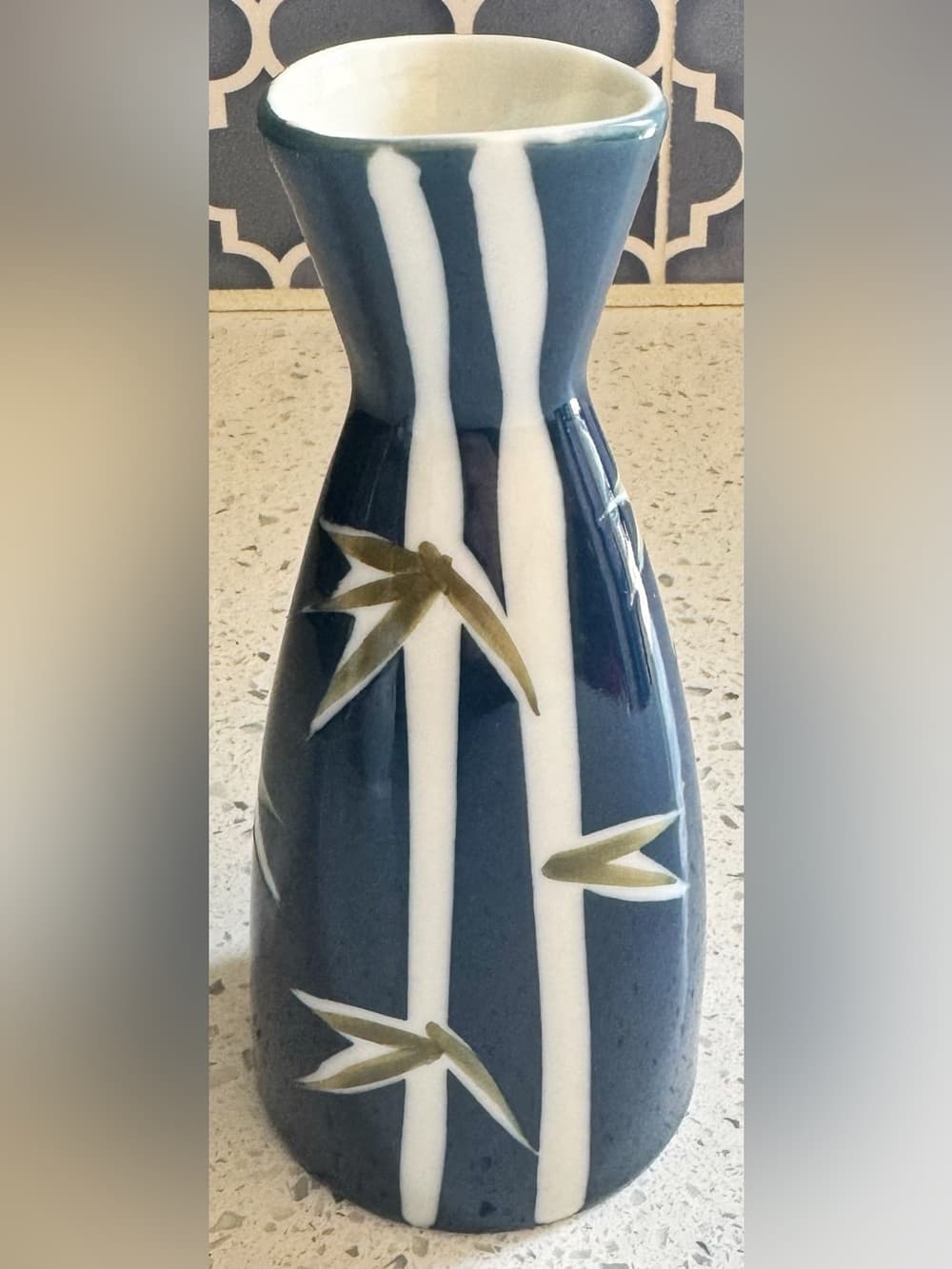 Blue White Chinoiserie Ceramic Bud Vase 5.5 Inch