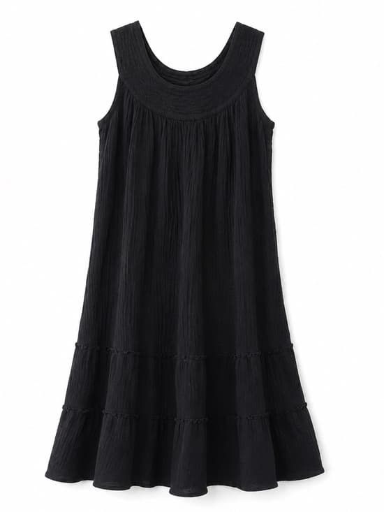 Anthony Richards Black Cotton Sleeveless A-Line Dress Size M - Thumbnail 7