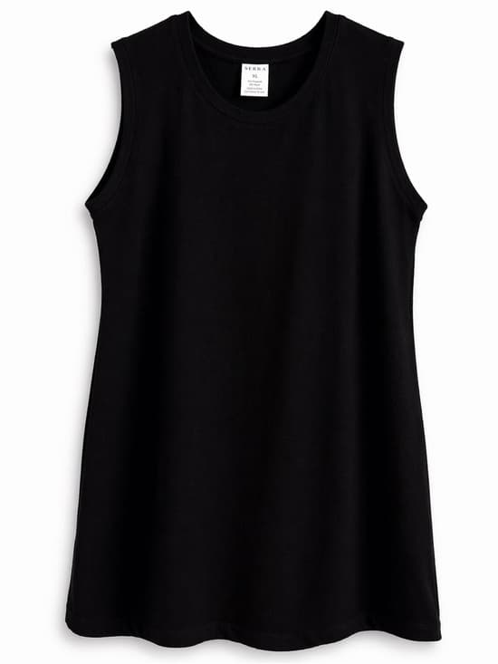 Serra Black Sleeveless Dress XL Stretch Casual Tank Mini Basic - Thumbnail 7