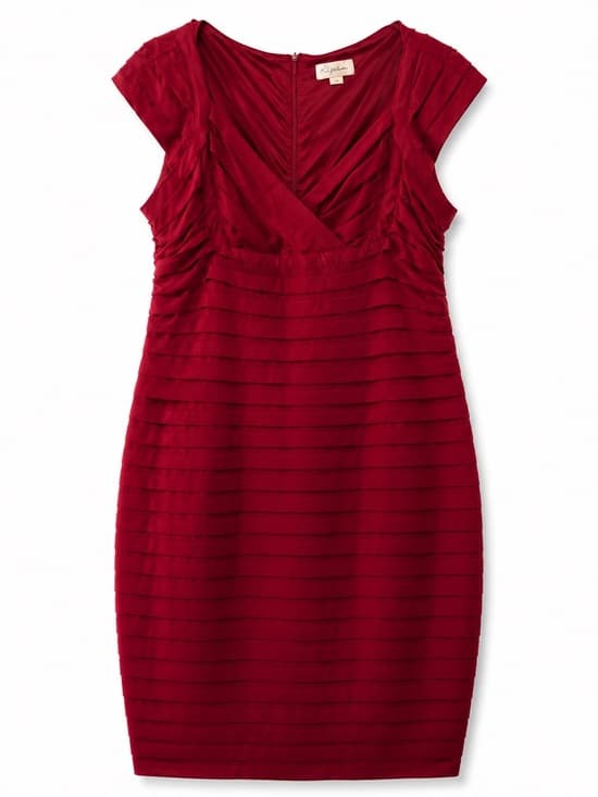 K Jordan Women's Red Ruched Sheath Cap Sleeve Midi Dress Lined Plus Size 20 - Thumbnail 11