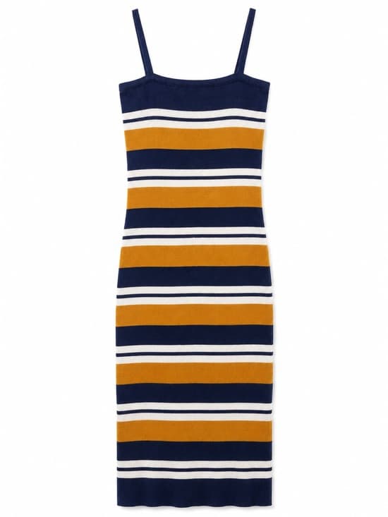Windsor Women's Blue Mustard Striped Bodycon Dress Size Large - Thumbnail 8