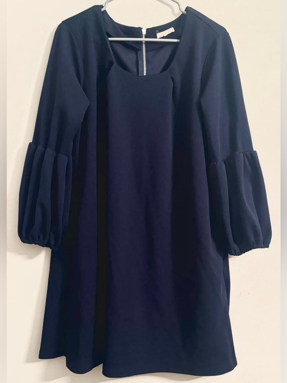 Standards & Practices Navy Balloon Sleeve Midi Shift Dress 1X Plus Size