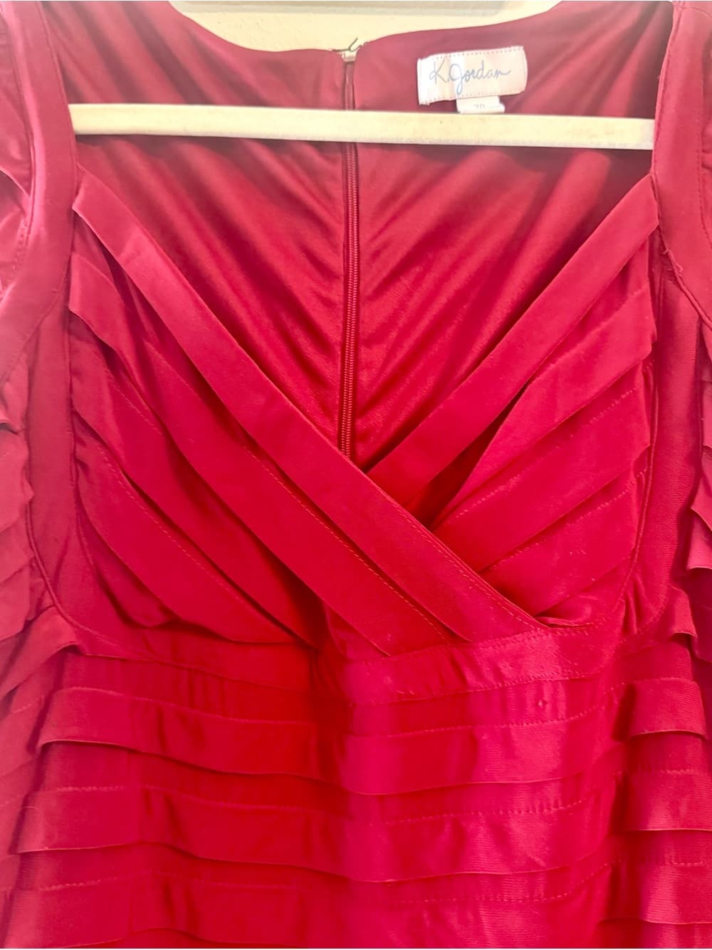 K Jordan Women's Red Ruched Sheath Cap Sleeve Midi Dress Lined Plus Size 20 - Thumbnail 3