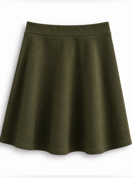 SHEIN Women's Olive Green Textured A-Line Skater Skirt Casual Size Medium - Thumbnail 6