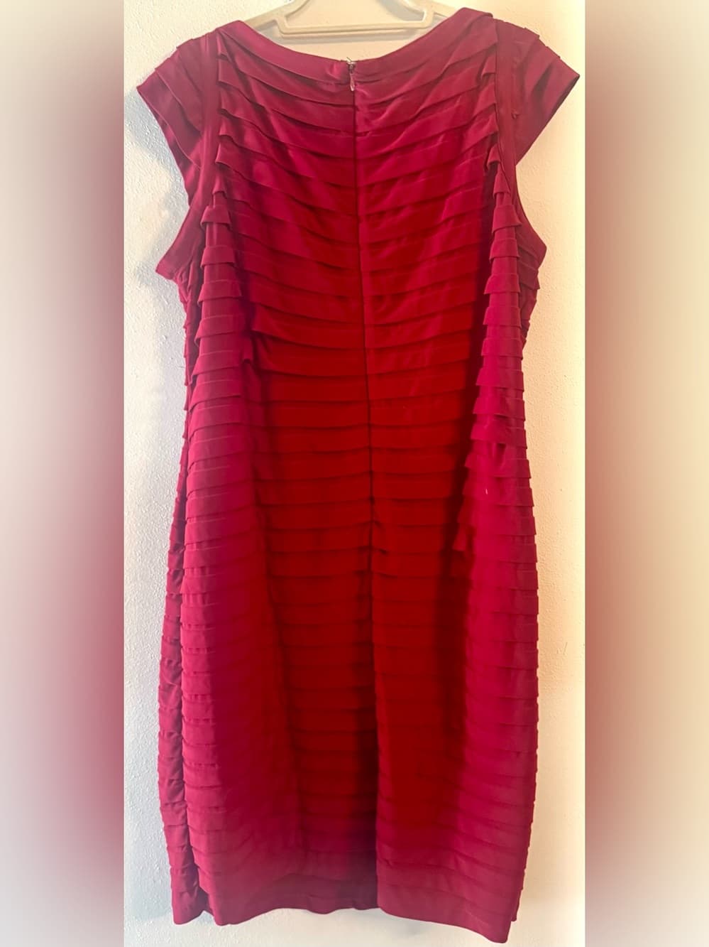 K Jordan Women's Red Ruched Sheath Cap Sleeve Midi Dress Lined Plus Size 20 - Thumbnail 2