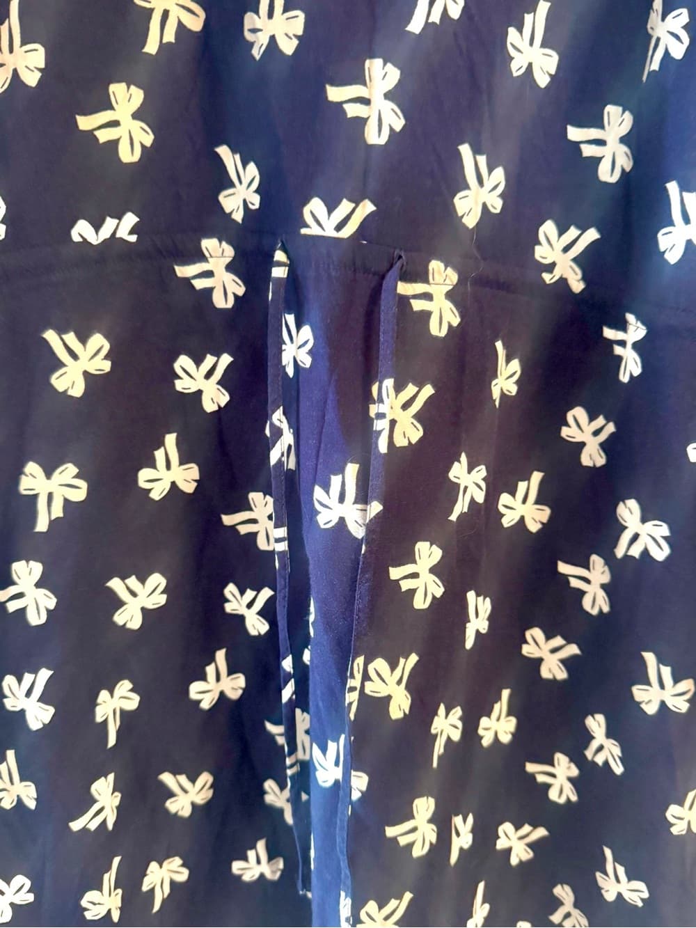 GAP Navy Blue Bow Print Long Sleeve Shift Dress XXL Plus Size - Thumbnail 5
