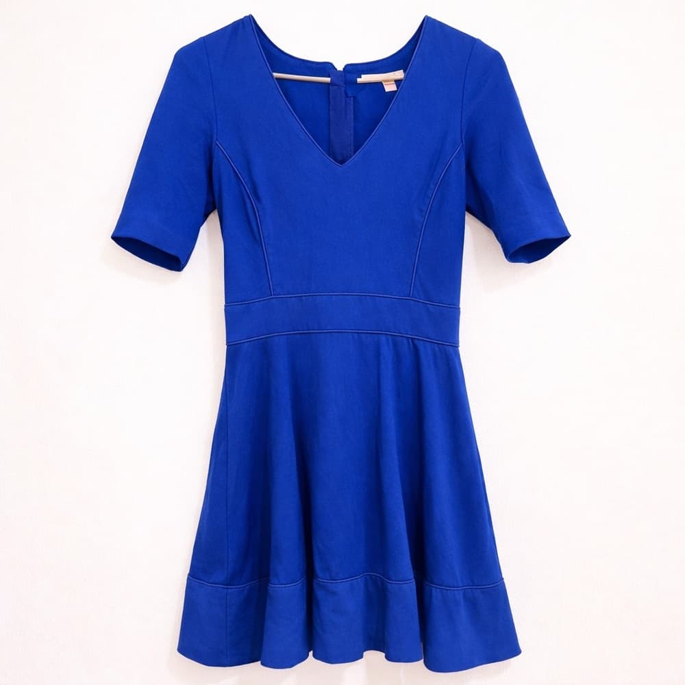 Banana Republic Women's Blue Fit & Flare Skater Dress Short Sleeve Size 4 - Thumbnail 7