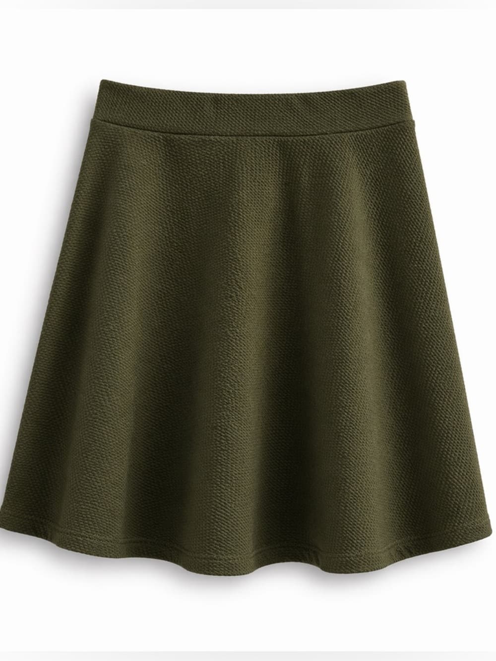 SHEIN Women's Olive Green Textured A-Line Skater Skirt Casual Size Medium - Thumbnail 5