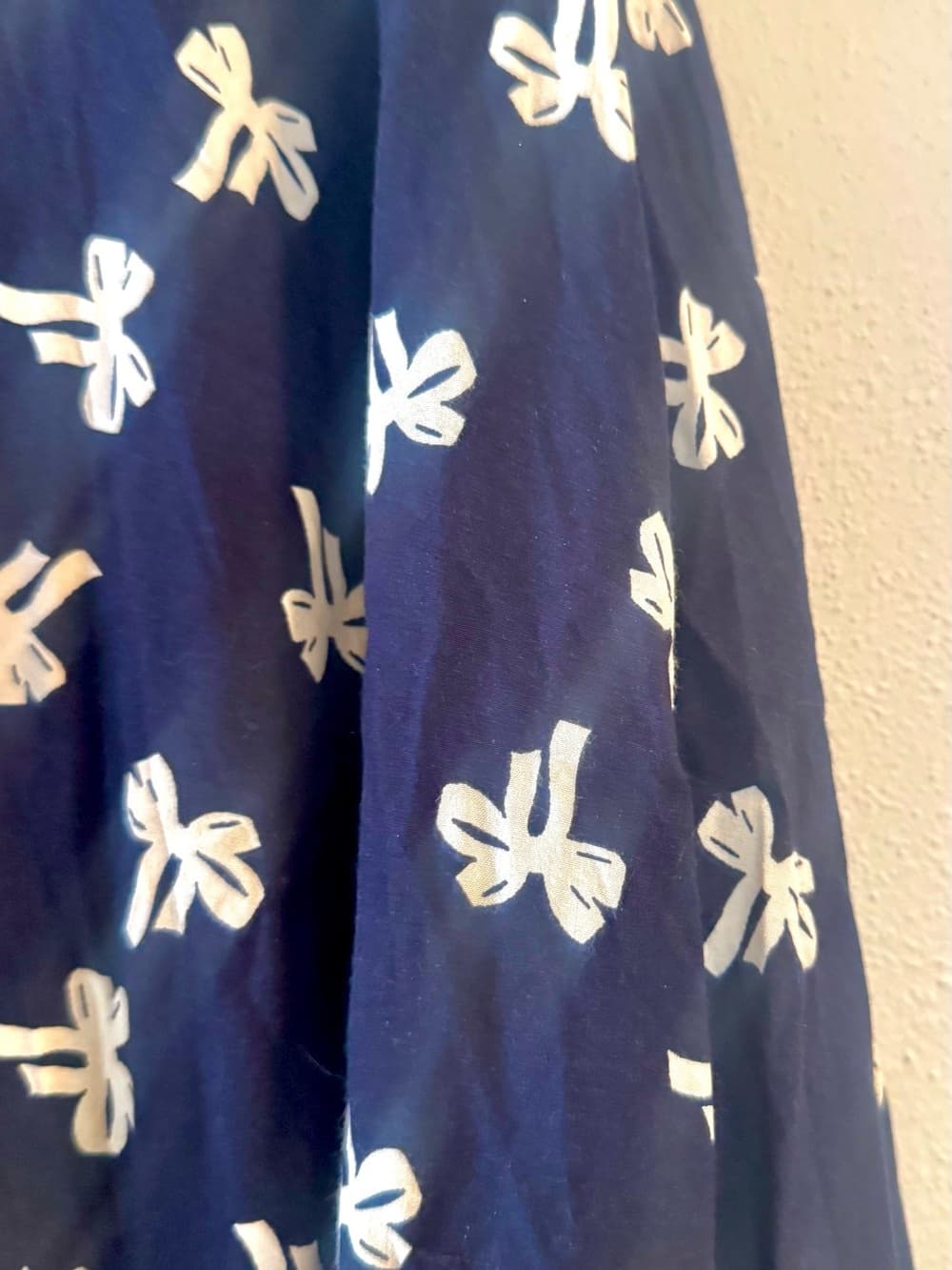 GAP Navy Blue Bow Print Long Sleeve Shift Dress XXL Plus Size - Thumbnail 3
