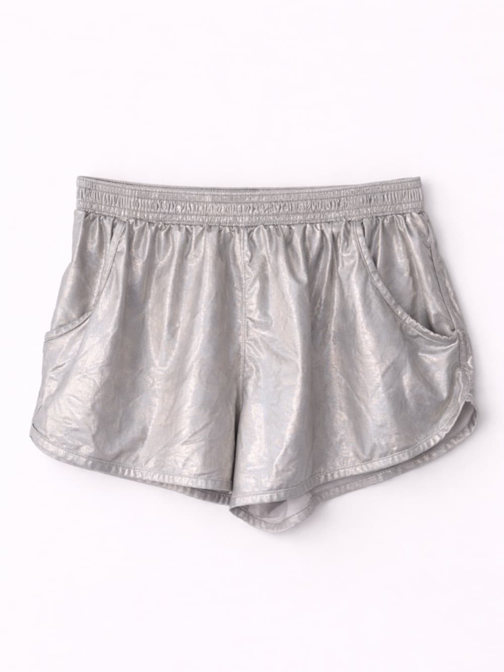 Arjen Kroos Metallic Silver High Waisted Running Shorts L Athletic Gym - Thumbnail 6