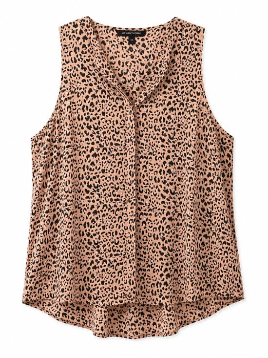 41 Hawthorn Women's Leopard Print Sleeveless V-Neck Blouse Plus Size 3X - Thumbnail 9
