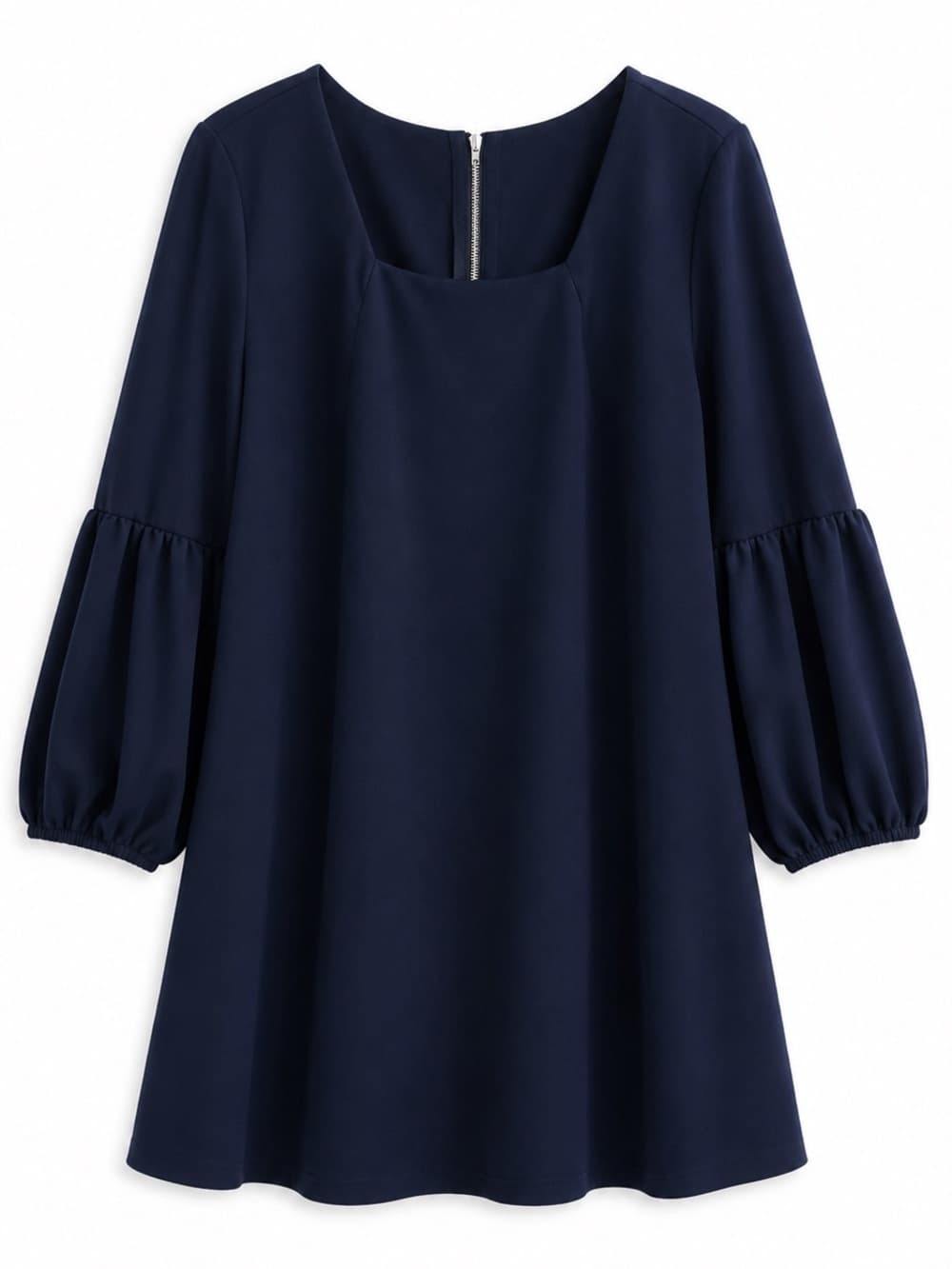 Standards & Practices Navy Balloon Sleeve Midi Shift Dress 1X Plus Size - Thumbnail 7