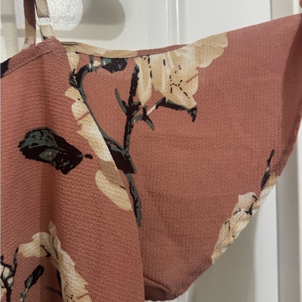 SHEIN Pink Cold Shoulder Floral Blouse M - Thumbnail 4