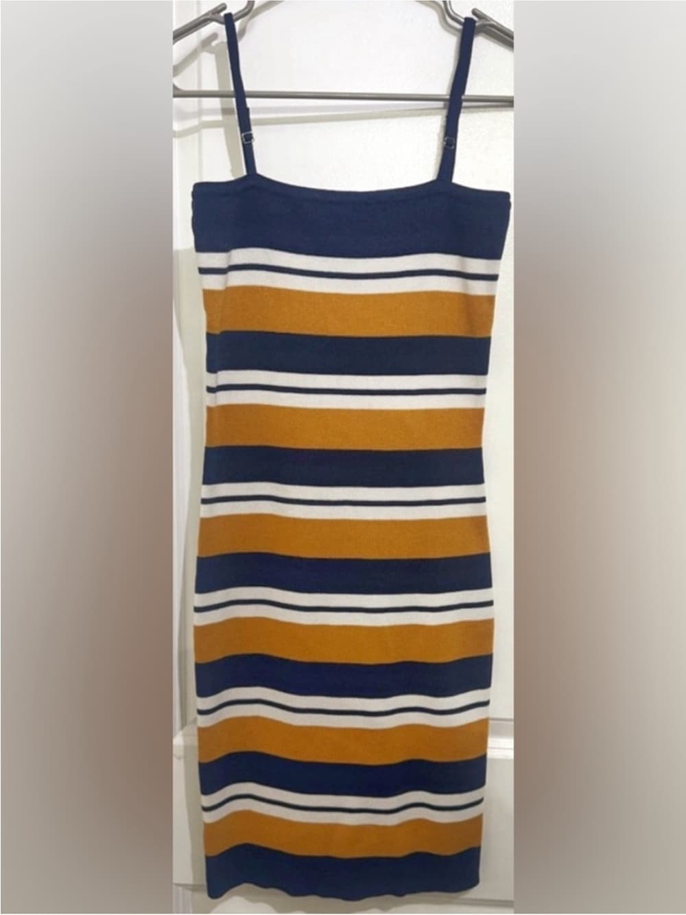 Windsor Women's Blue Mustard Striped Bodycon Dress Size Large